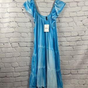 Raviya Women's Swim Tiered Swim Dress Cover-Up Ruffled Straps Tie Dye S NWT